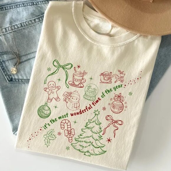 Tops - Christmas Bow Shirt, Cozy Winter Shirt, Christmas Tree Shirt